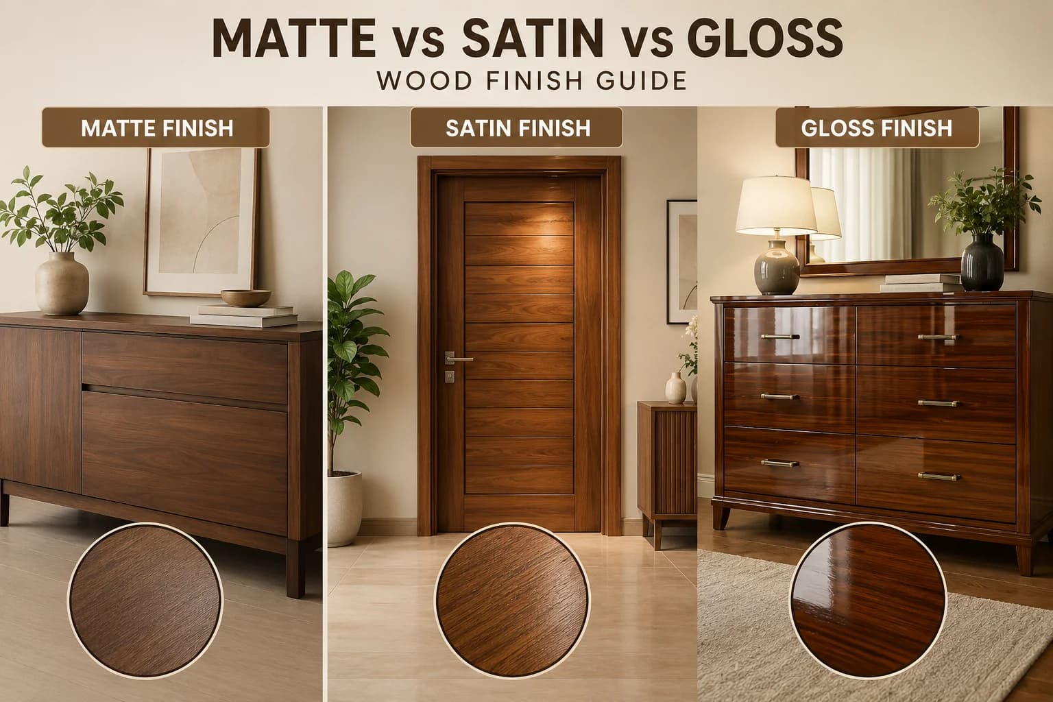 Matte vs Satin vs Gloss Wood Finish: Which One Is Best for Your Home?